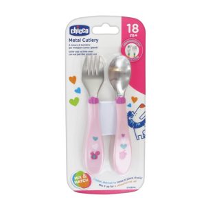 CHICCO METAL CUTLERY 18M+ GIRL