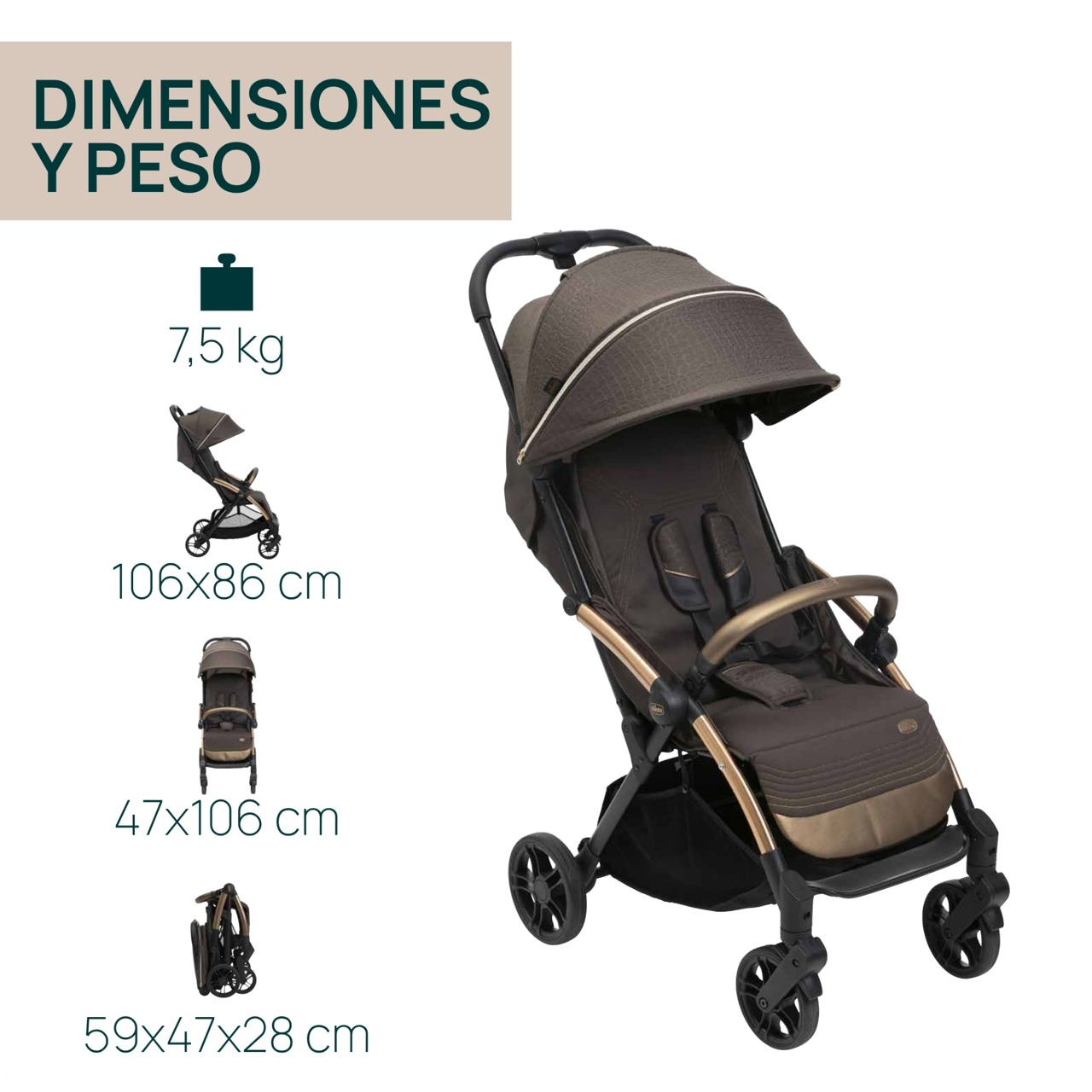 CHICCO GOODY XPLUS STROLLER-BRONZE LIZARD RELUX - Image 10